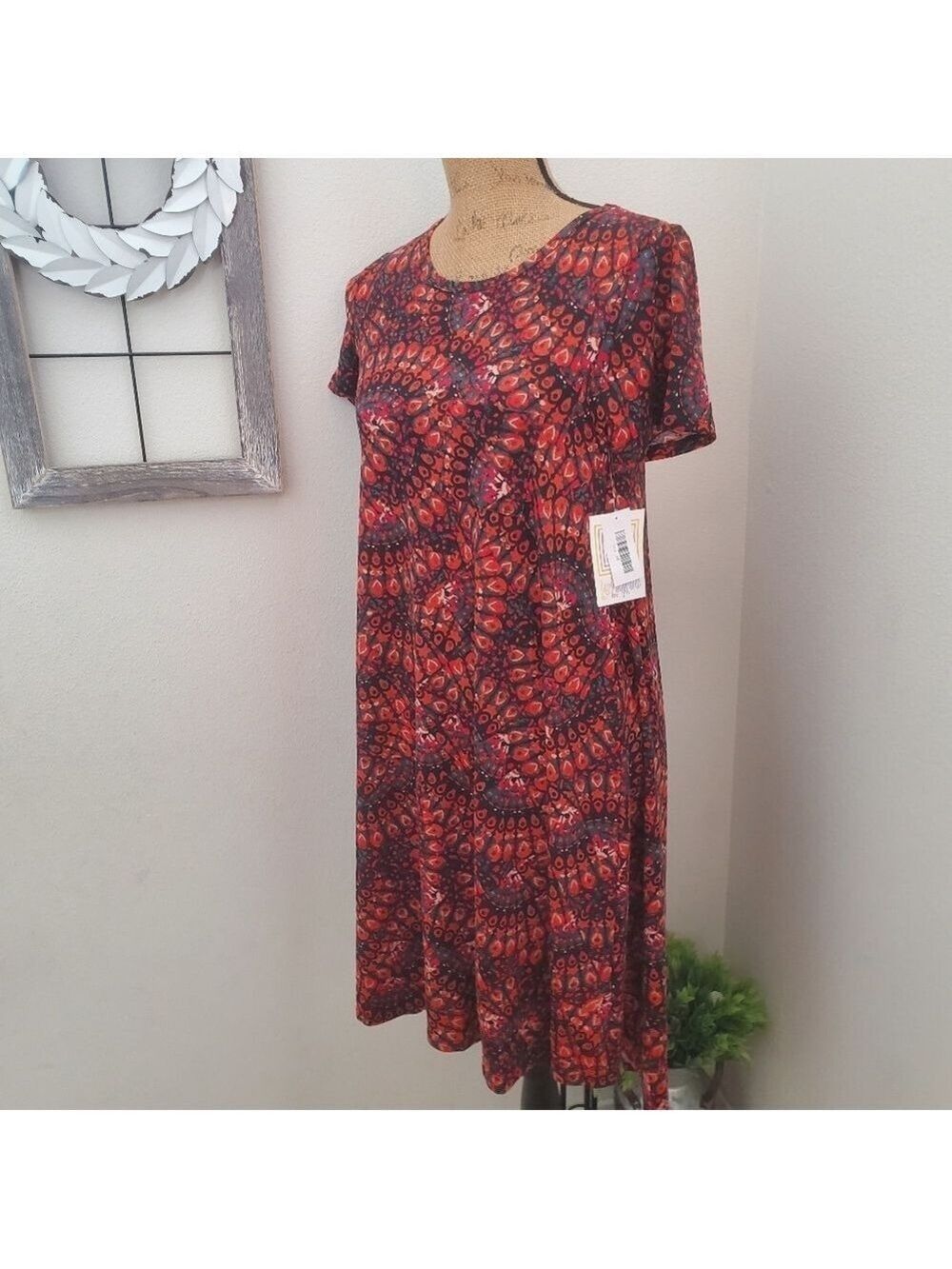 LulaRoe Red Tones High Low Carly Swing Dress Women's Size XS *
